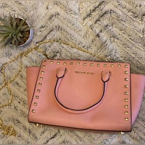 Pink Studed Michael Kors Selma Bag